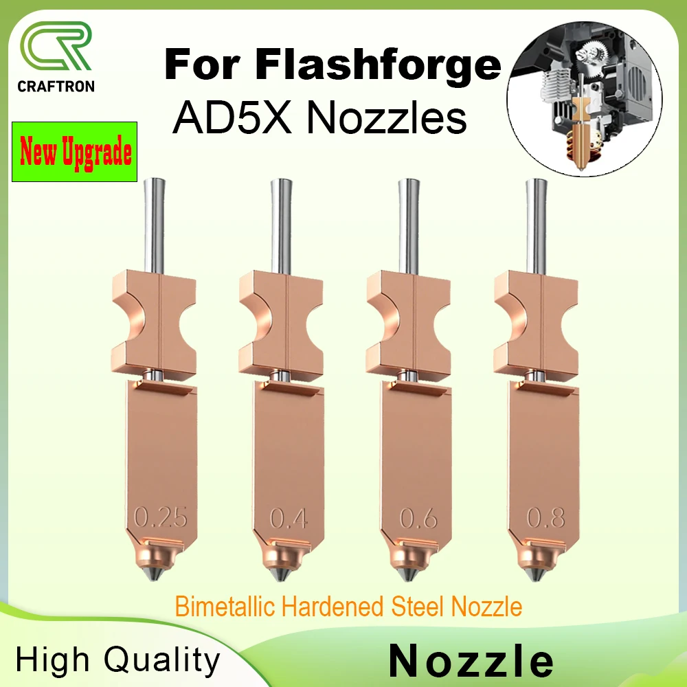 Upgrades Flashforge AD5X Düsensatz Flash Cast AD5X Original Düsente Bimetall gehärteter Stahl für 3D-Druckerzubehör Image