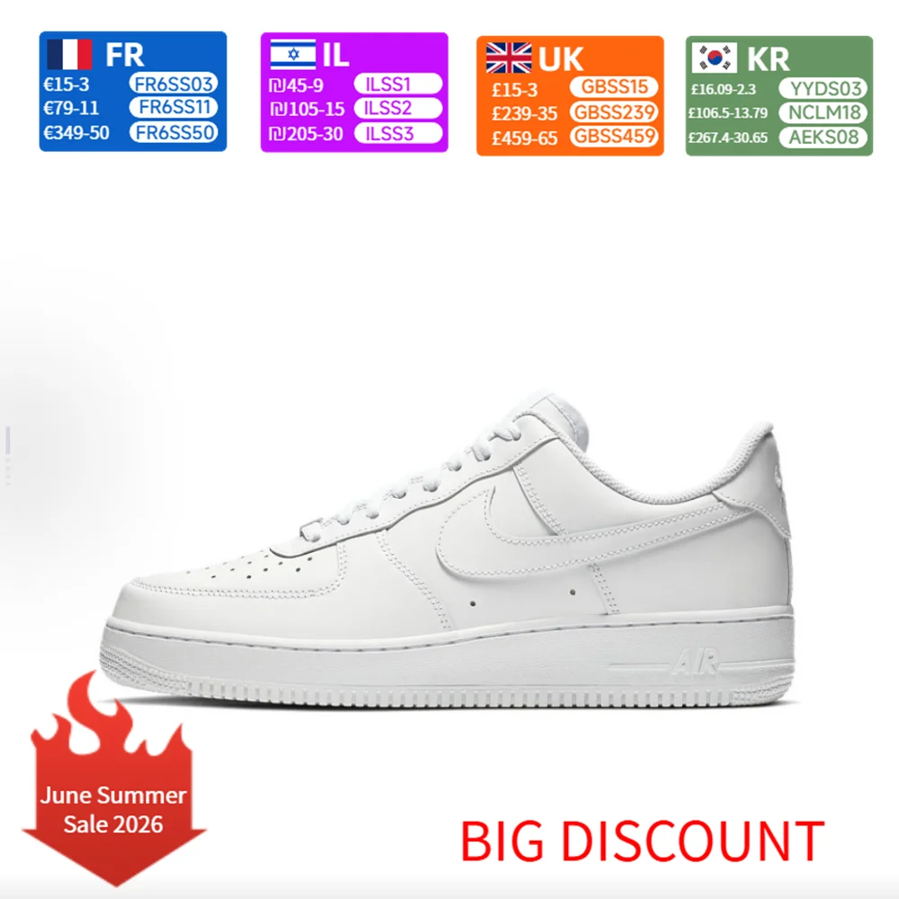 Nike Air Force 1 AF1 All-White Unisex Low-Top Casual Skateschuhe CW2288-111