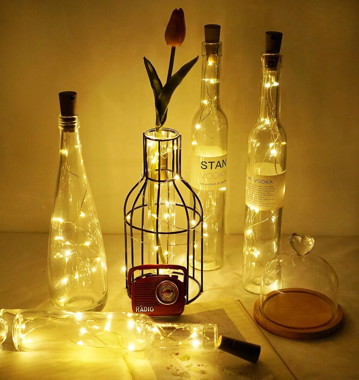 Weinflaschen-Lichter, 20 LEDs, Korklichter, wasserdicht, batteriebetrieben, Feen-Mini-Lichterkette für DIY-Gläser, Innen- und Schlafzimmerdekoration