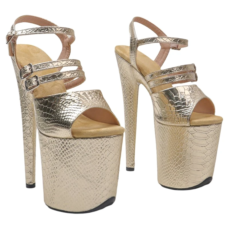 Leecabe 20CM/8inch Snake Upper Open Toe Plateau-Sandalen mit hohem Absatz, Stripper-Heels, Pole-Dance-Schuhe Image