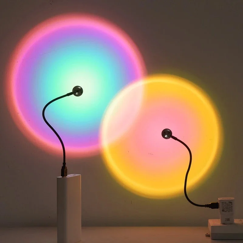 USB Sonnenuntergang Projektionslampe Regenbogen Atmosphäre Nachtlicht Sonnenuntergang Licht für Fotografie Selfie Coffee Store Live Wanddekoration Image