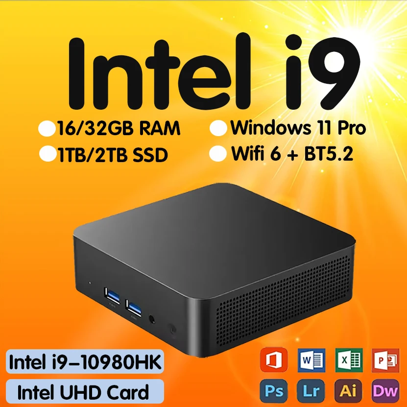 2026 New Windows 11 Intel I9-10980HK Office/home Use Desktop Computer BT5.2 Mini PC 16/32GB RAM 2TB SSD Portable Gaming Mini PC