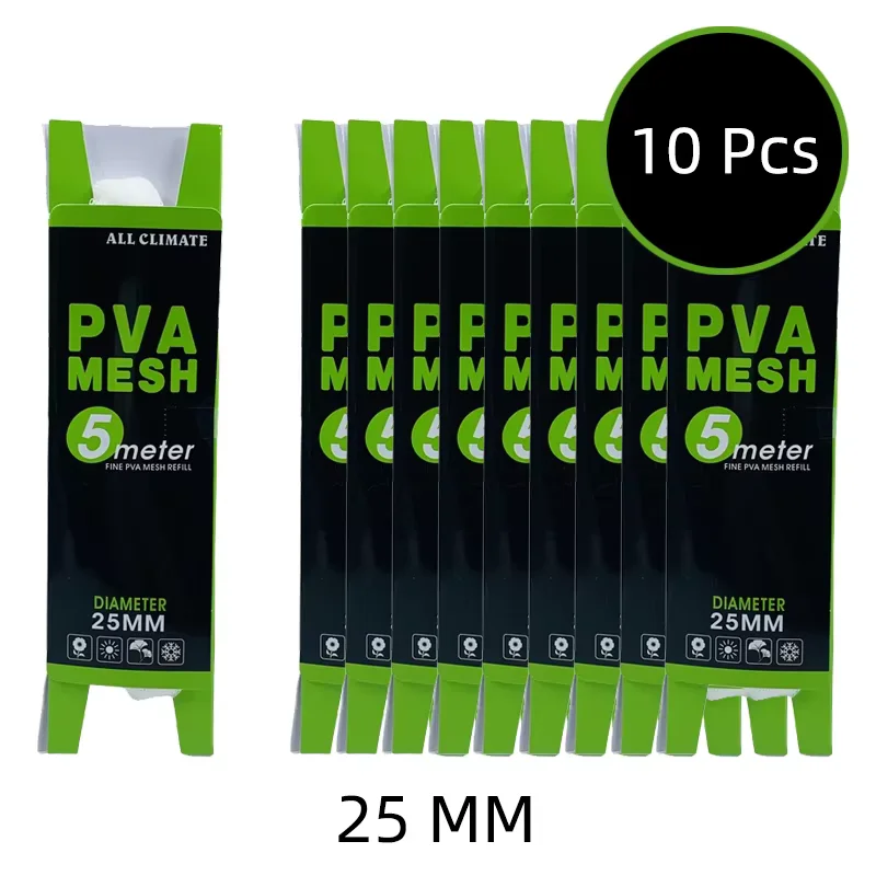 10 Stück PVA Mesh Karpfenangeln Feeder Köder Werfer Wasserlösende Netze, 5M 18mm 25mm 37mm 44mm Nachfüllung Haar Karpfen Rig Tackle Image