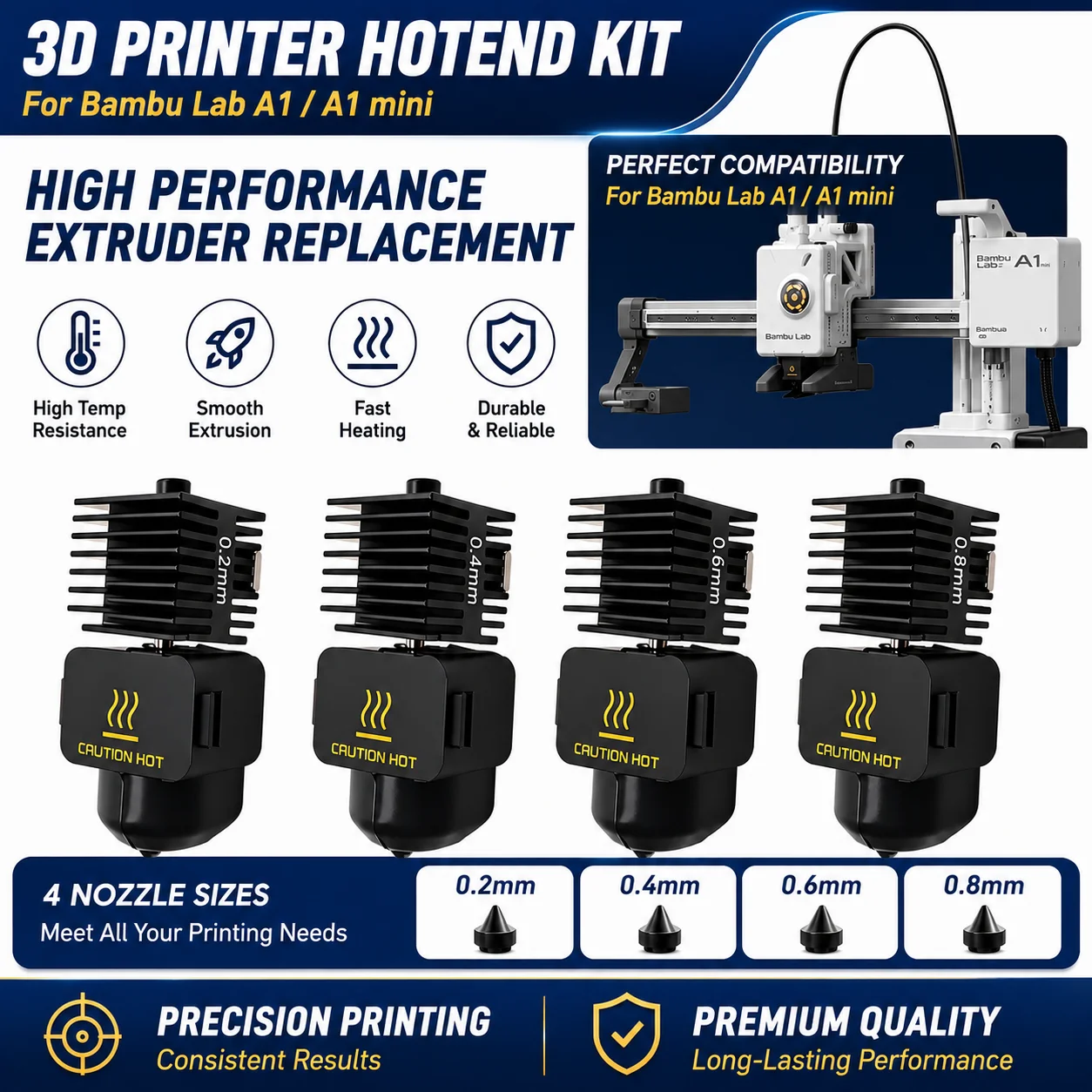 Ersatz-Hotend-Kit kompatibel mit Bambu Lab A1 / A1 mini 3D-Drucker - Hochwertige Extruder-Bauteile Image