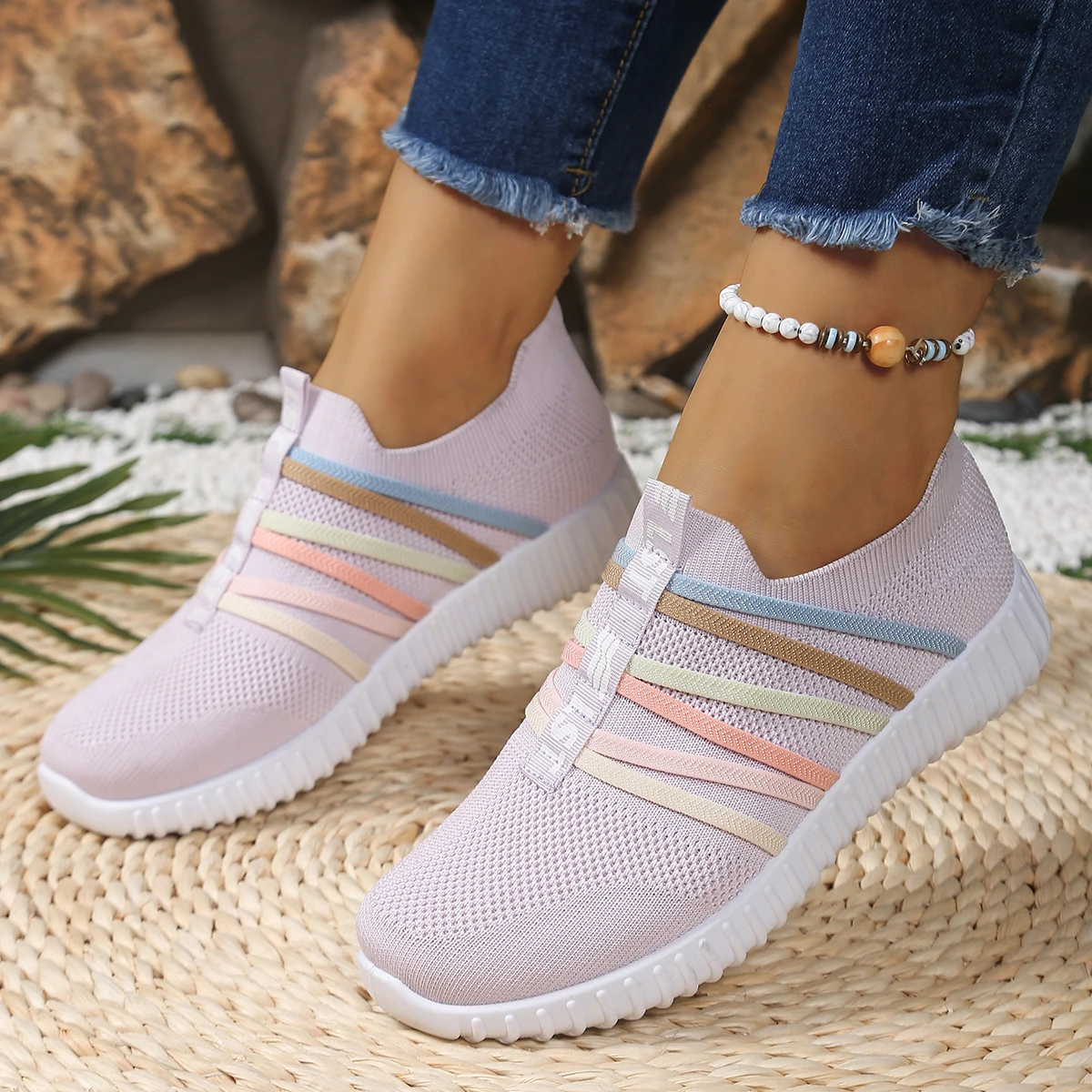 Zarter Regenbogen mit rosa Schuhen, Damenschuhe, Damen-Turnschuhe, Schuhe für Damen, 2025, günstige Schuhe, Ausverkauf, kostenloser Versand