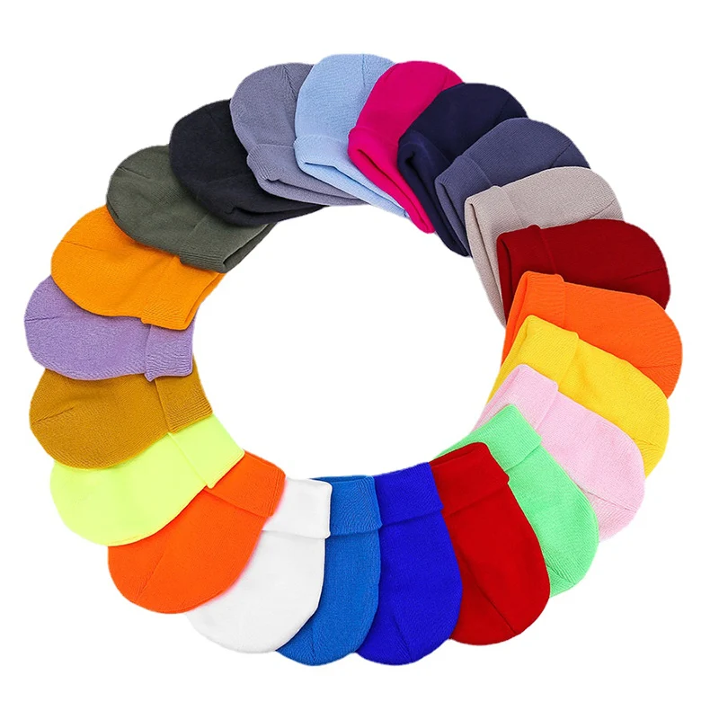 Neue Winter Gestrickte Hut für Jungen Mädchen Frauen Männer Unisex Warme Outdoor Herbst Häkeln Kinder Mützen Einfarbig Baby Mütze Image