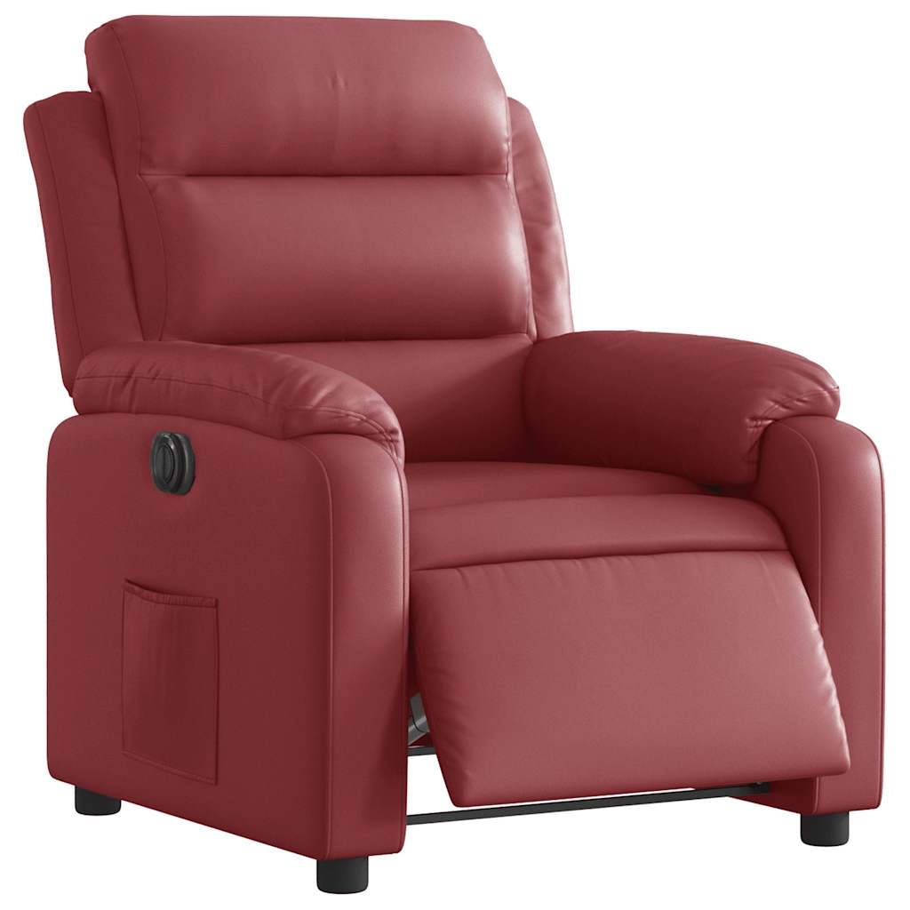 vidaXL Relaxsessel Elektrisch Weinrot Kunstleder Image