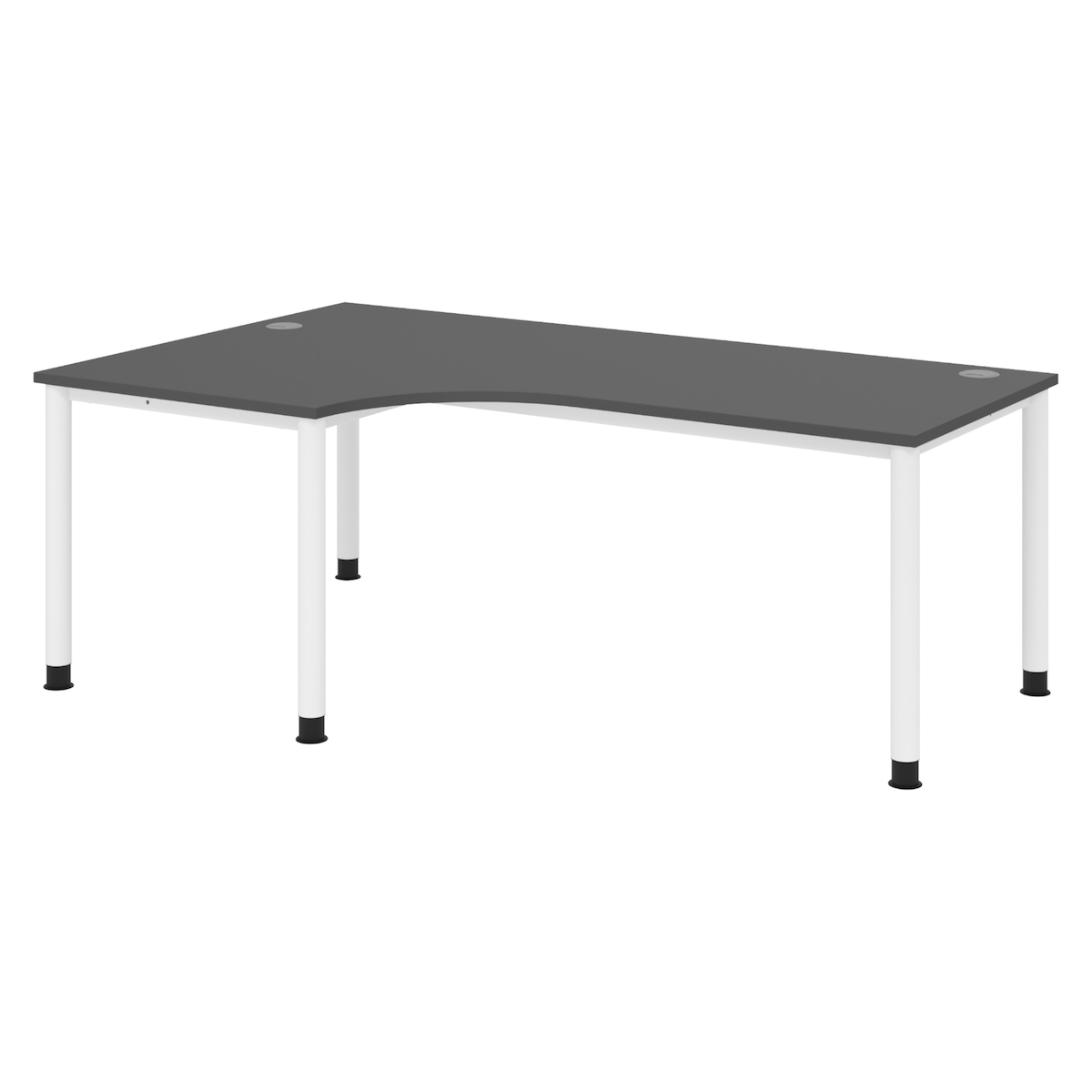 bümö höhenverstellbarer Schreibtisch H-Serie 200x120 cm in graphit, Gestell in Weiß - PC Tisch für's Büro manuell höhenverstellbar, Computertisch Image