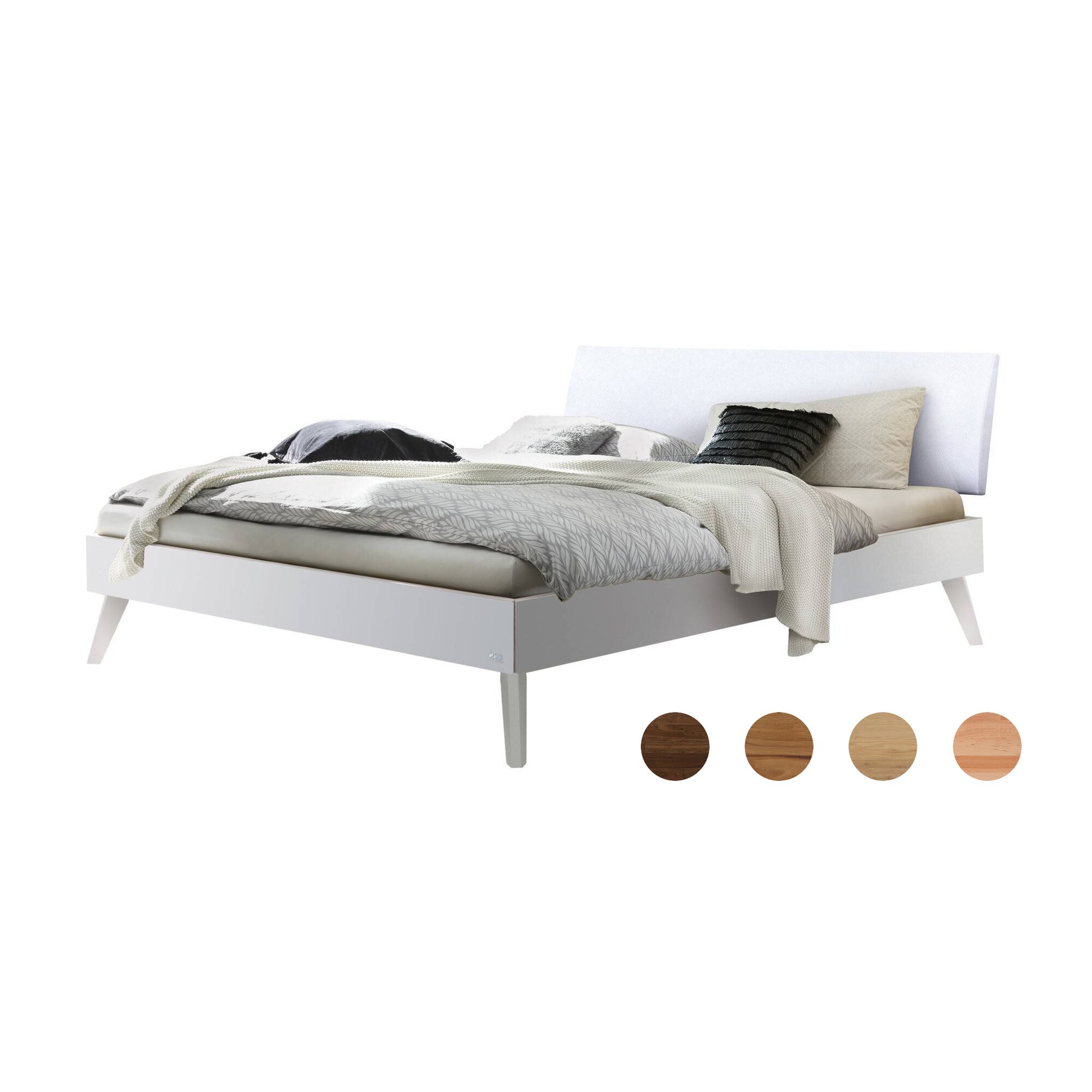 Hasena »Pesaro« Bett MDF, Kopfteil gepolstert 100x200 cm / MDF weiss deckend, lackiert / Kul white / 25 cm
