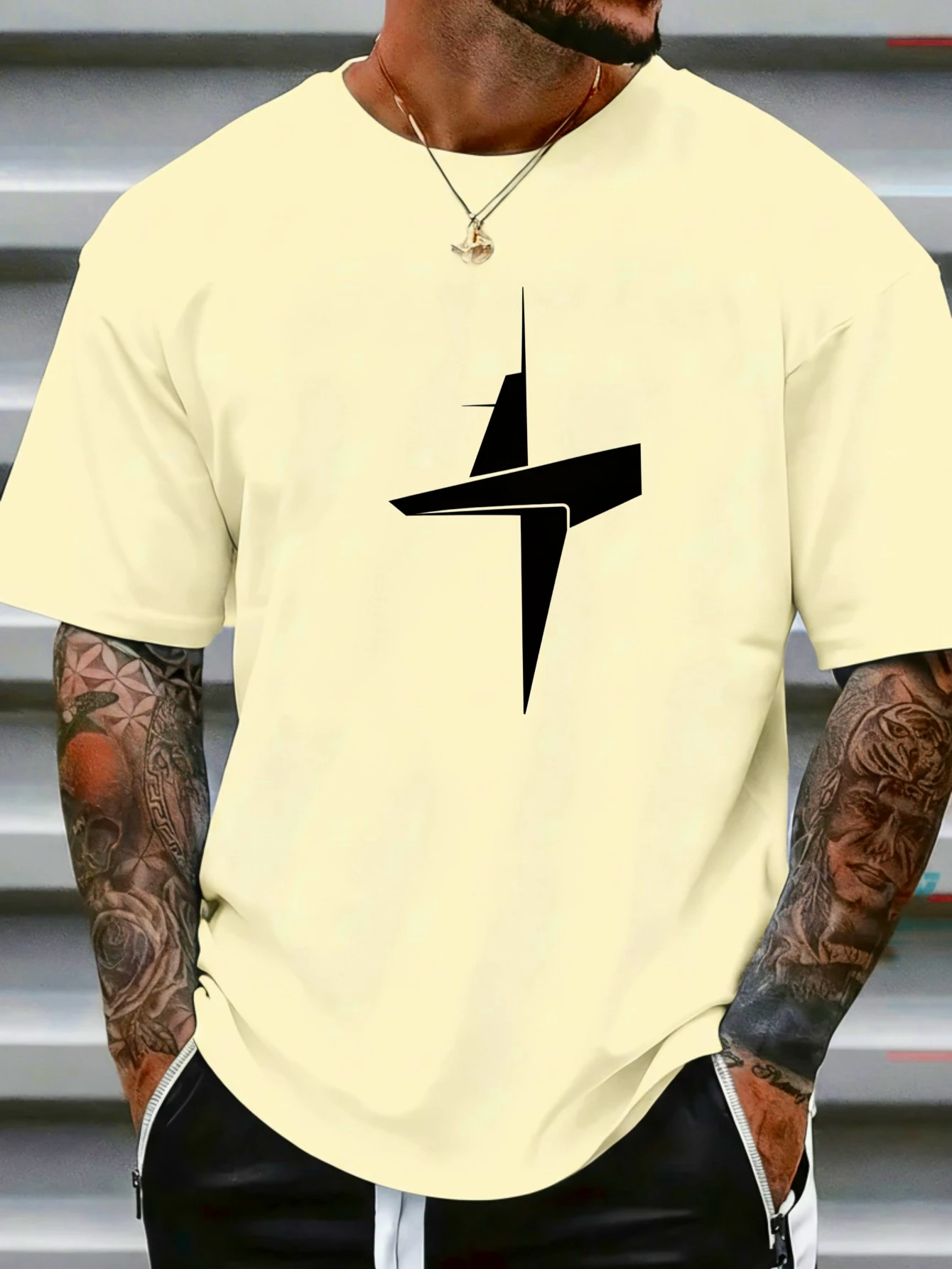 Herren 100% Baumwolle Streetwear T-Shirt Abstraktes Flugzeug-Grafik-Design Schwarzes Hip-Hop Loose-Fit Shirt Anti-Fading Lässige Mode-Oberteile