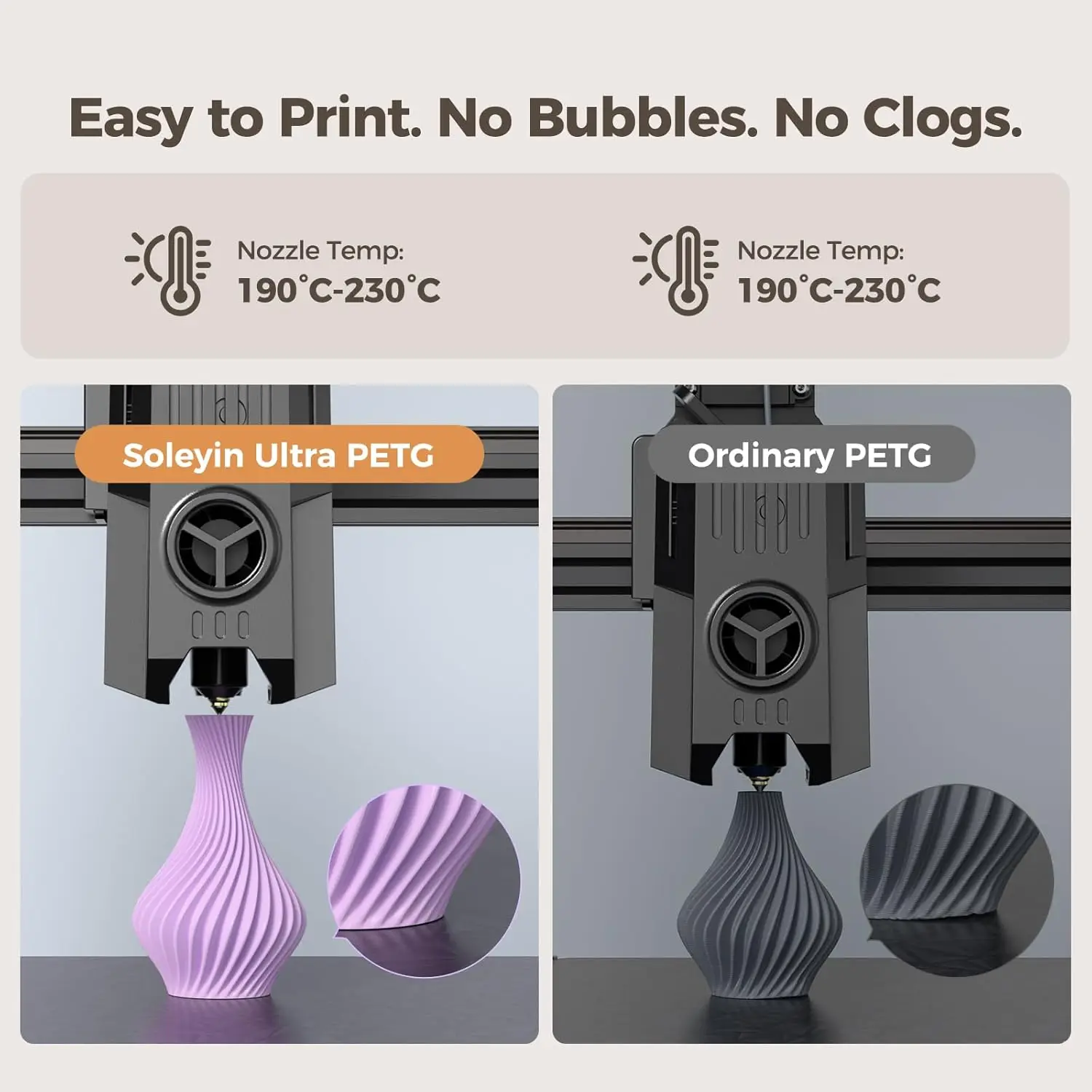 Soleyin PETG 3D-Drucker Filament 10kg, 1,75mm Dimensionsgenauigkeit ±0,02mm, Stark & Transparent, 3D-Druckmaterialien für CNC/ Image