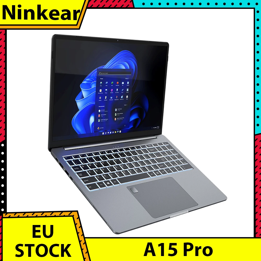 Ordinateur portable Ninkear A15 Pro, écran 16 pouces 2560*1600 120Hz, AMD Ryzen 5 5500U, 16 Go de RAM DDR4, 1 To de SSD, carte graphique AMD Radeon, WiFi 6 Bluetooth 5.2, déverrouillage par empreinte digitale, 2 ports Type-C (toutes fonctions), 3...