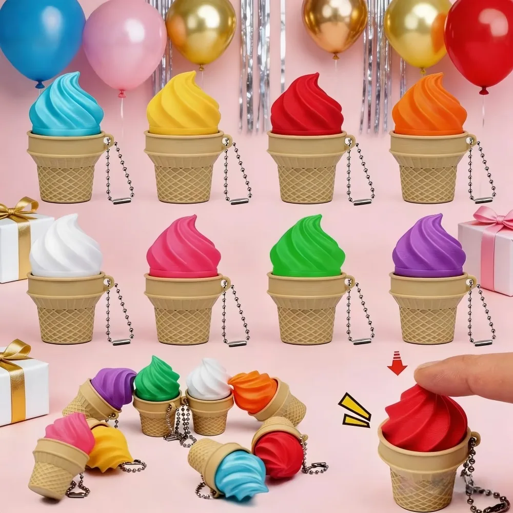 5-20 Stück 5,5 cm kreativer 3D-gedruckter Kegel-Schlüsselanhänger für Geburtstag, Karneval, Hochzeit, Gastgeschenk, Partygeschenk, Souvenir, Geschenktütenfüller Image