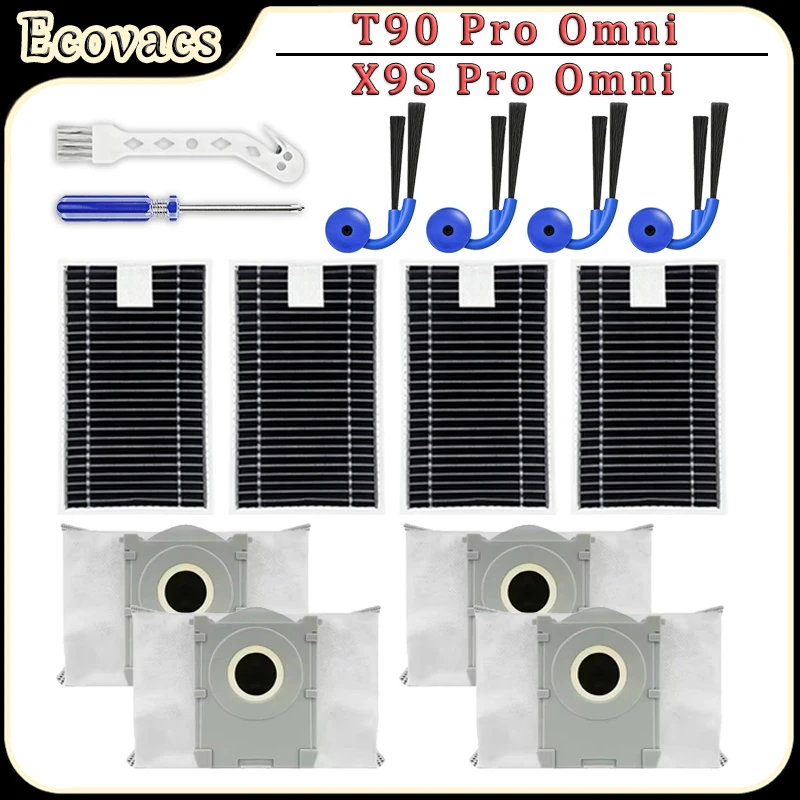 Für Ecovacs T90 Pro Omni/X9S Pro Omni Roboterstaubsauger Zubehörset Seitenbürste, HEPA-Filter, Staubbeutel, Ersatzteile Image