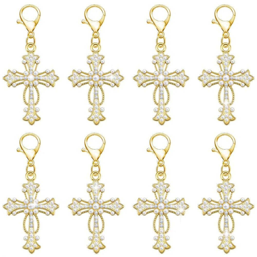 10/20/30 Stück Legierung Zirkonia Kreuz-Schlüsselanhänger Auto-Taschenanhänger Religiöses Geburtstags-Weihnachts-Firmengeschenk Image