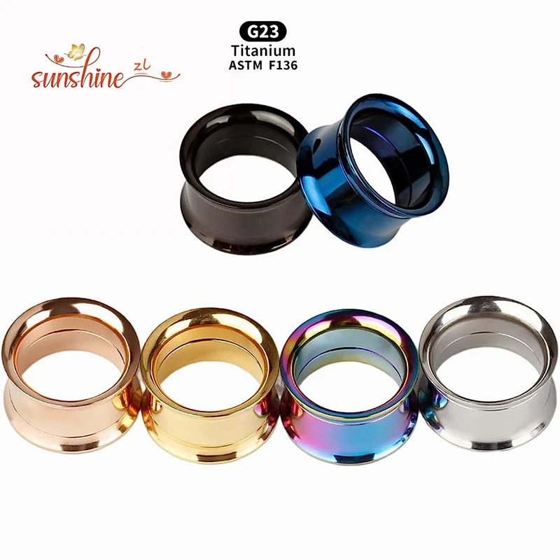 2PCS ASTM F136 G23 Titan Innengewinde Schraube Auf Ohr Hohl Tunnel Stecker Eloxiert Expander Gauge Körper Piercing schmuck Image