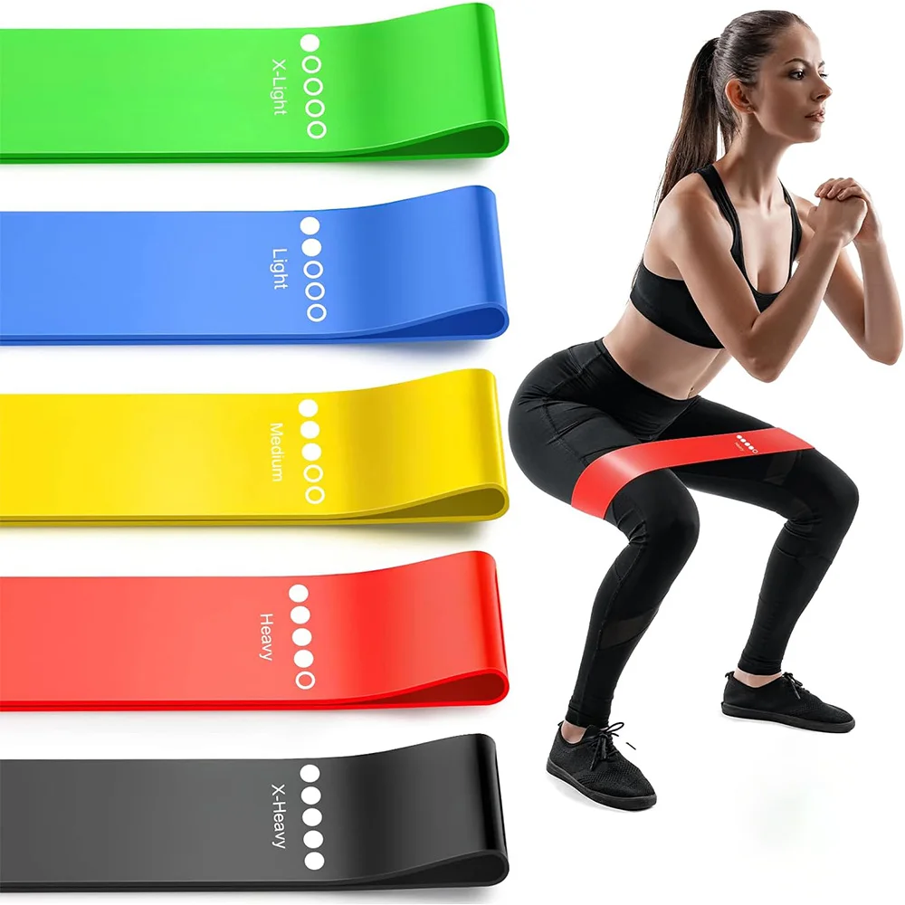 Widerstandsbänder für das Training, 5er-Pack Elastische Übungsbänder für Krafttraining; Heimfitnessgeräte für Frauen und Männer Image