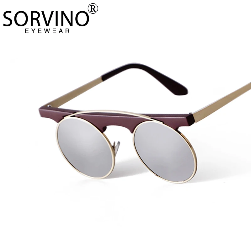 Retro Kleine Runde Rahmen Frauen Sonnenbrille Mode Neue Lustige Hip Hop Braun Spiegel Einem Stück Metall Damen Ant Gläser