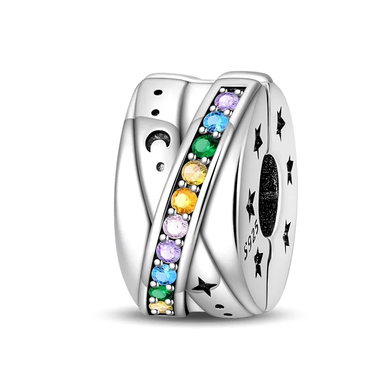 925 Sterling Silber Charms Perle CZ Zirkon Weltraum-Flugbahn Sicherheitsschnalle Passend für Original-Armband DIY Damen Schmuck Geschenk Image