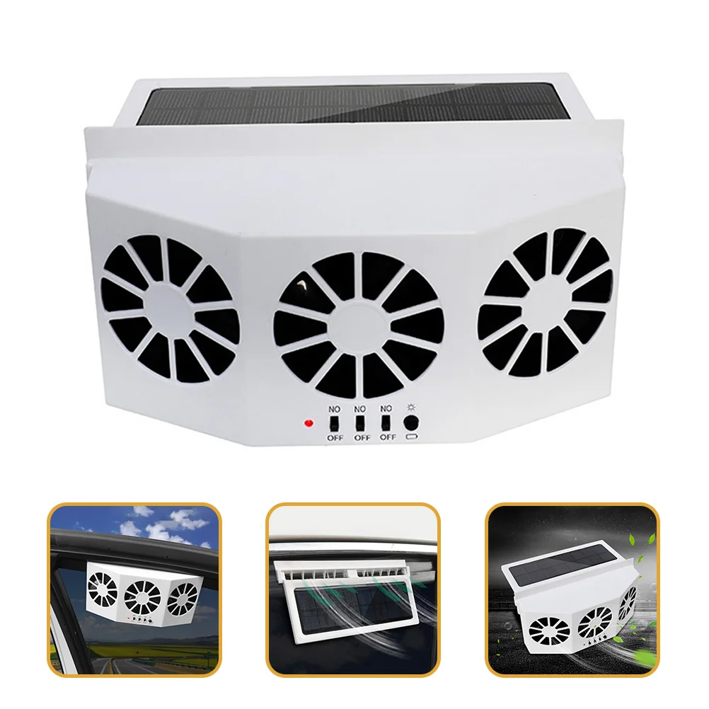 Universeller 3-Kopf-Autokühlventilator, solar-/USB-betriebener Luftkühler für Fahrzeug, LKW, SUV, Vordersitz, Rücksitz, täglicher Gebrauch Image