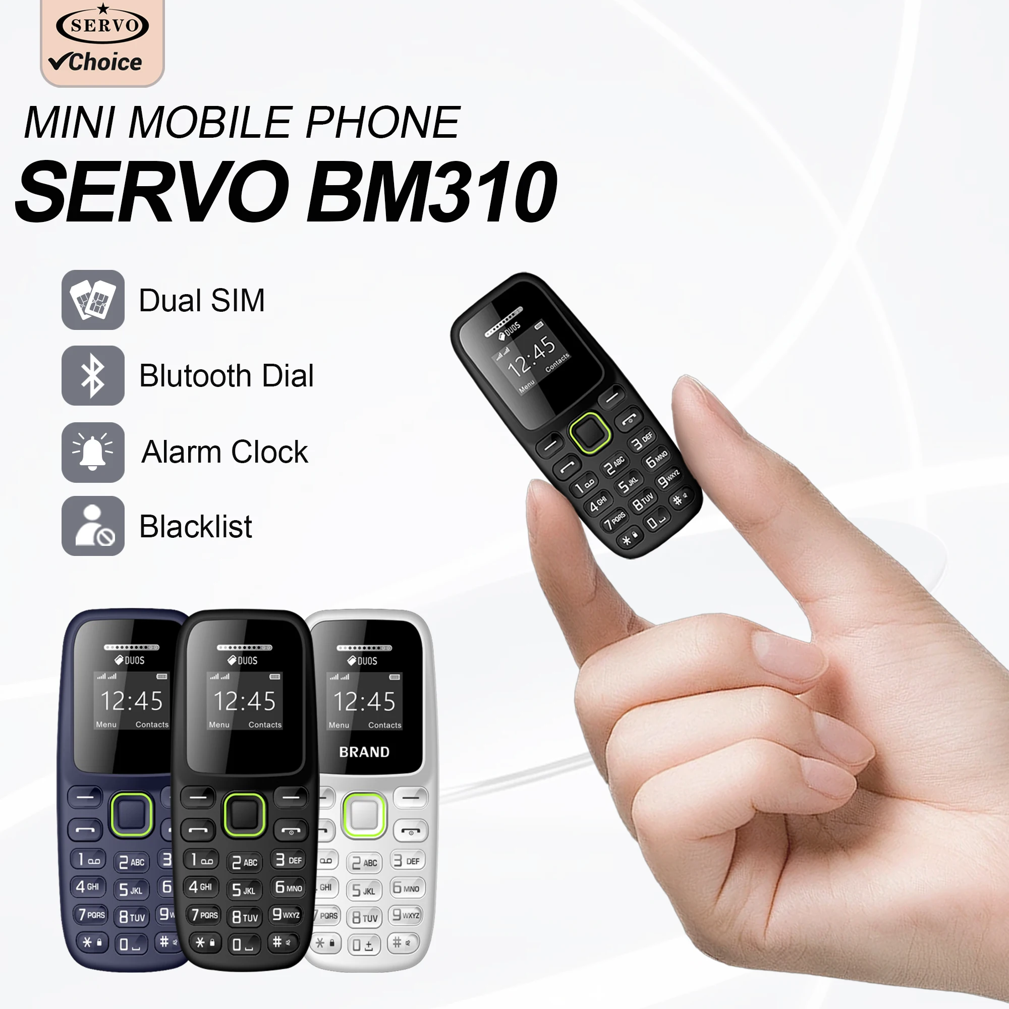 Mini-Handy mit Taste, Bluetooth-Kopfhörer, Dual-SIM-Karten, Taschentelefon mit geringer Strahlung, Aufnahme, Alarm, Backup-Telefon für Sport Image