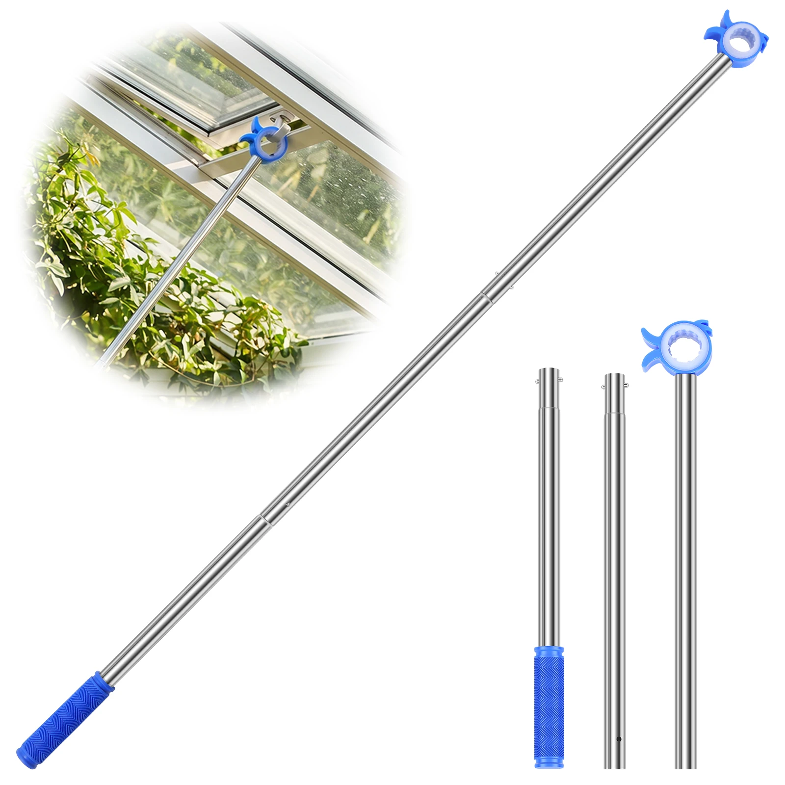 Fensteröffner aus Edelstahl, Teleskopstange 0,8-1,2m mit Haken, Tragbarer RV-Markisenöffner Image