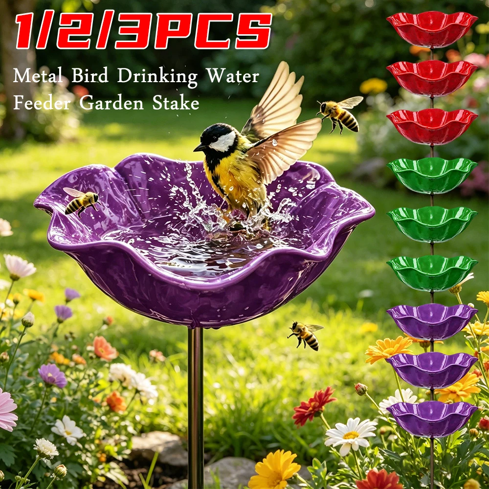 Décoration de jardin artisanale en forme de fleur de coquelicot rouge, poteau pour bain d'oiseaux, abreuvoir extérieur, art de jardin pour oiseaux, ornement de jardin, cadeau ﻿