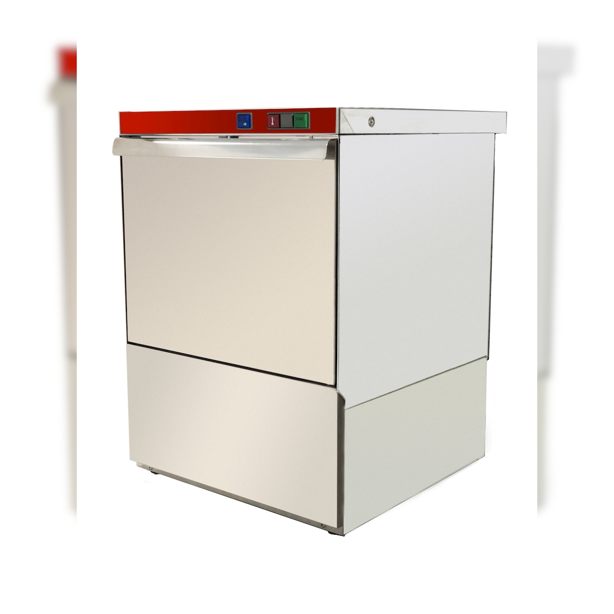 Silver50-DET-PS Gläserspülmaschine mit quadratischem Korb, 50 cm. Doppelter Spender. Entleerungspumpe. Nutzbare Türhöhe: 34 cm. (BxTxH) 55x60x82,5 cm. Image