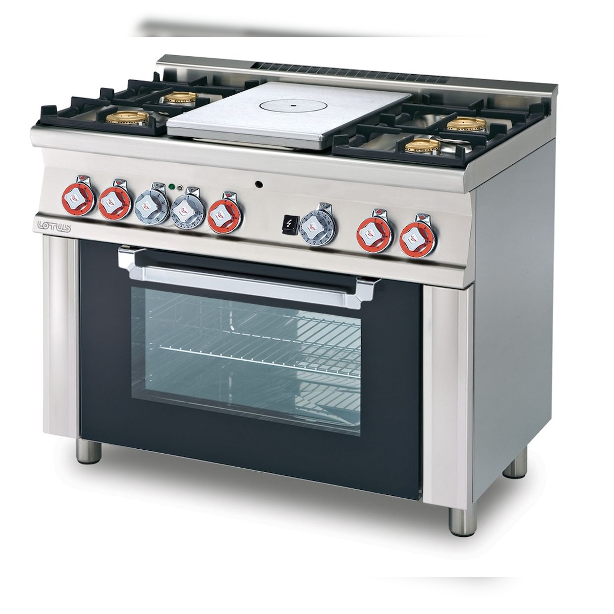 ALL PLATE Gas + 4 Brenner mit Elektro-Multifunktions-Backofen. Abmessungen 100x60 h90 cm. Glastür. Modell TPFM4-610GEM Image