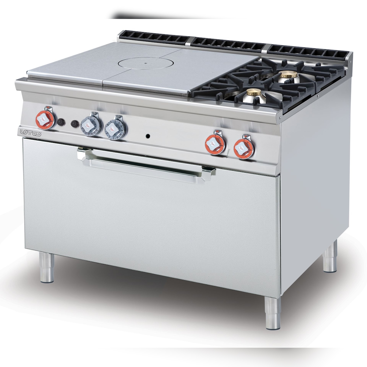 Allplate Gas + 2 Brenner mit Zündflamme auf Maxi-Backofen GN3/1 statische Gas. Abmessungen 120x90 h90 cm. Modell TPF2-912G Image