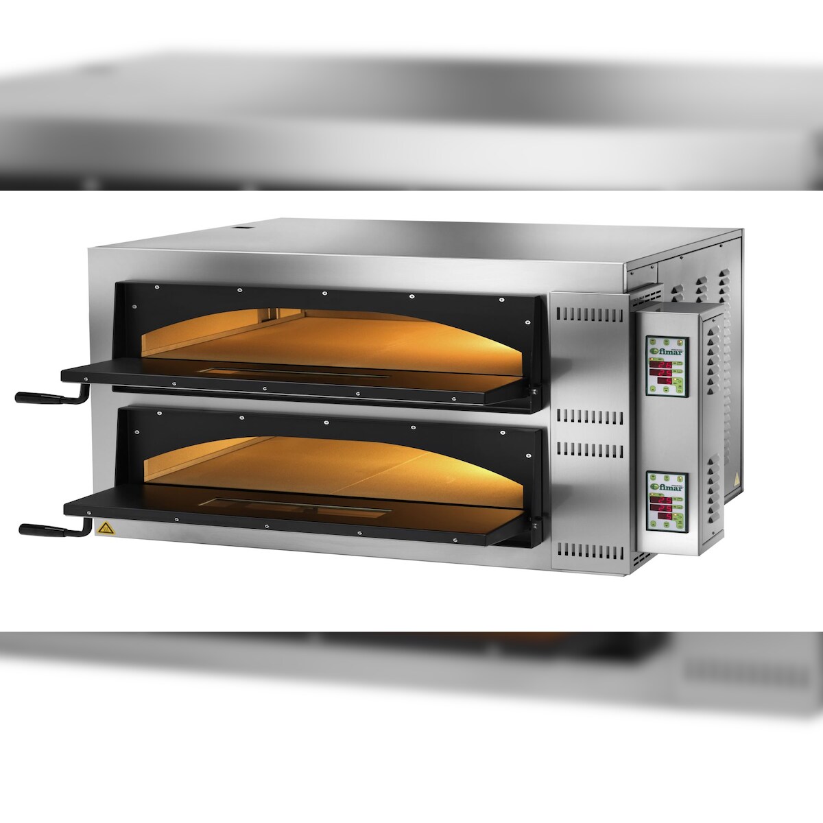 Digitaler professioneller elektrischer Pizzaofen. 2 vollständig feuerfeste Backkammern. Innenbeleuchtung. Fassungsvermögen 12 Pizzen. FIMAR FMD6+6 Image