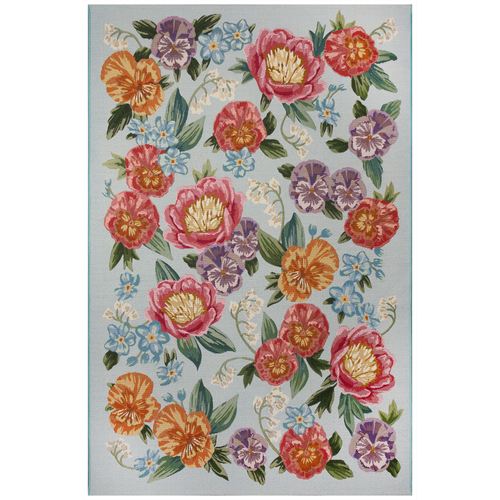 Secret Garden Rectangle Rug, 6'6"" x 9'4"", Light Blue