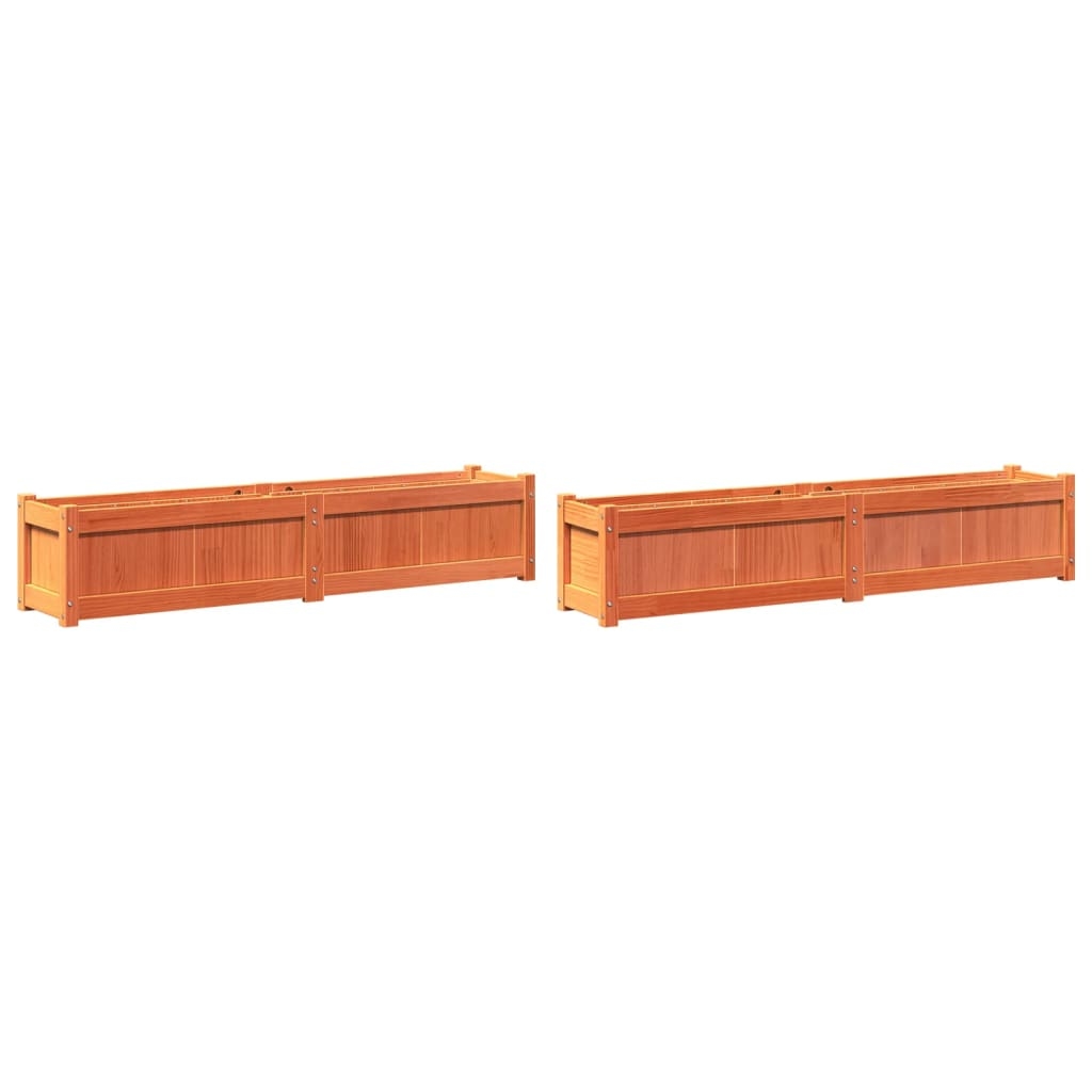 Helloshop26 - Pflanzkübel Hochbeet Blumenbeet Garten Terrasse 2er-Set gewachst massives Kiefernholz braun 02_0039061 Image
