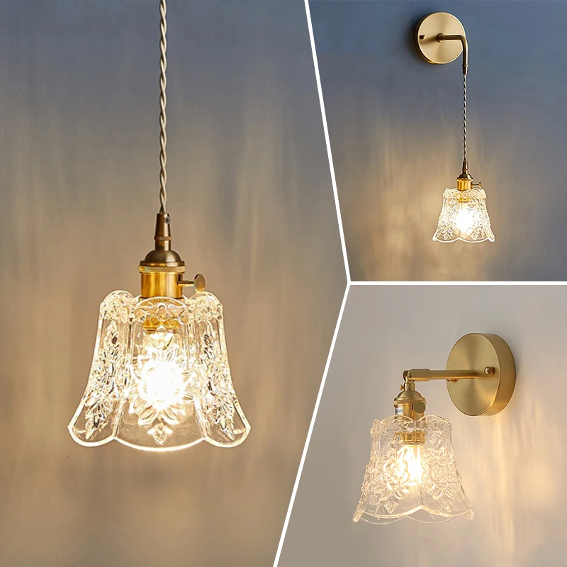 3 Stile Nordic Blume Glas Pendelleuchten Schlafzimmer Restaurant Esszimmer Pendelleuchte Vintage Glas Dekoration Wandleuchter L