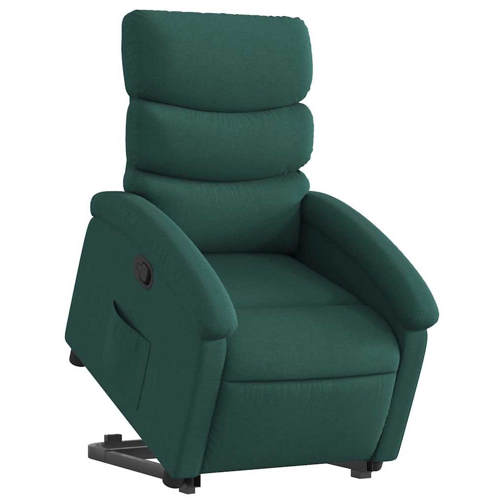 vidaXL Relaxsessel mit Aufstehhilfe Dunkelgrün Stoff Image