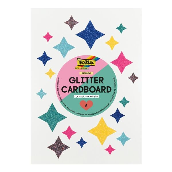 folia Glitterkarton »Rainbow« 6 Farben 17,4 x 24,5 cm 6 Blatt mehrfarbig