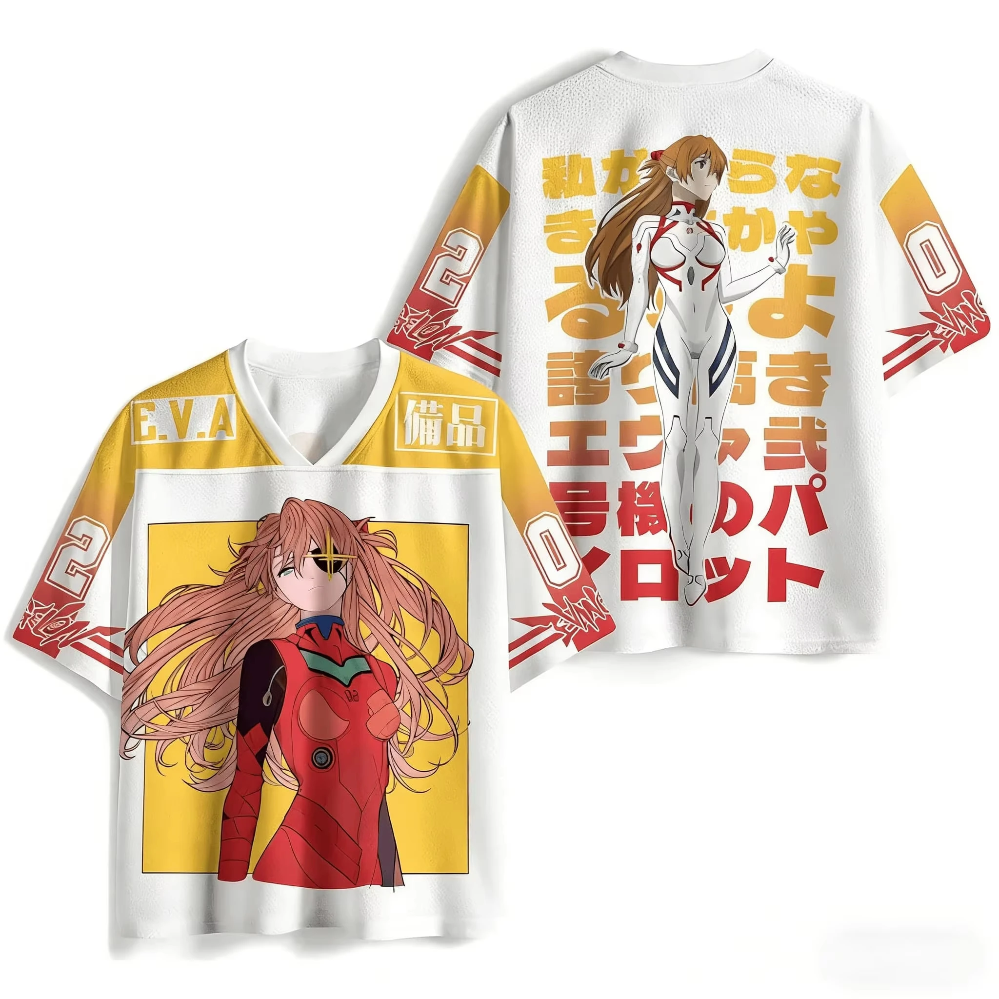 2026 Neues Gospel Warrior Kinder Kurzarm V-Ausschnitt E.V.A NERV Logo Bedrucktes T-Shirt Erwachsene Anime Mecha Fans Lässiges Streetwear-Oberteil