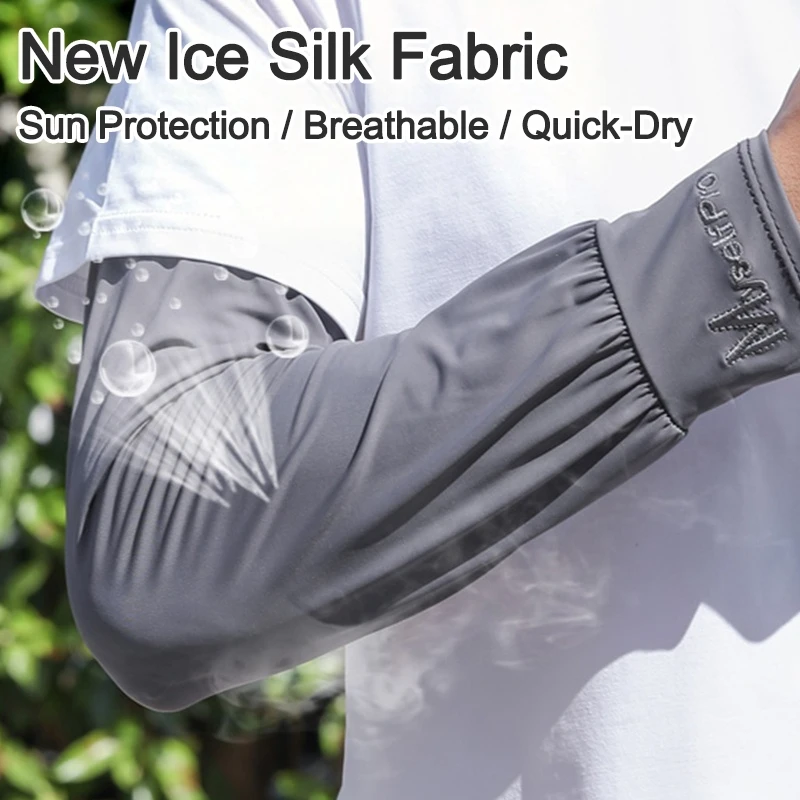 Kühlende Armstulpen Atmungsaktiver Sonnenschutz Eisseide Ärmel Sommer Atmungsaktive Outdoor-Sport Fahr- und Radarmstulpen für Herren Image