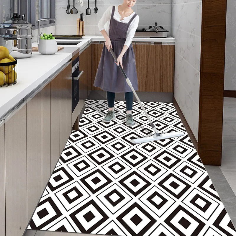 PVC Balcony Entry Carpet Kitchen Waterproof Oil-proof Non-slip Carpets Bathroom Non-slip Large Area Balcony Rug Easy To Clean