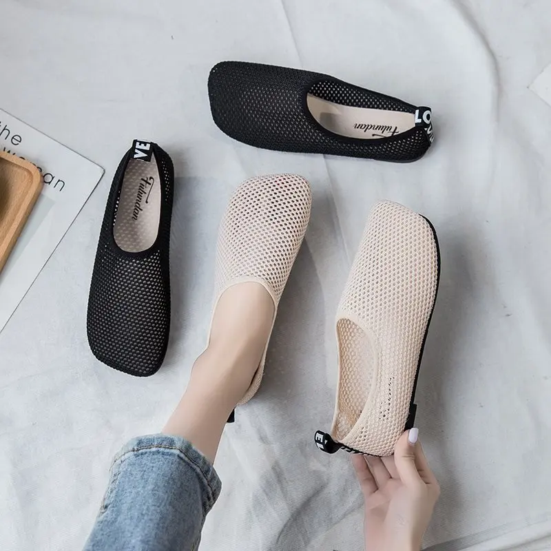 2023 atmungsaktive Mesh schwangere flache Schuhe Damen Sports andalen Krankens ch wester Walking Clogs Sommerreise schuhe Größe 35-41 beige