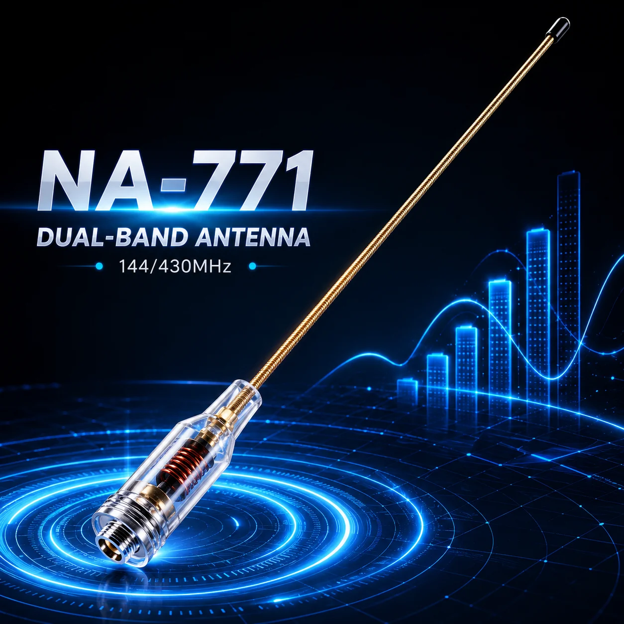 NA-771 38cm Dual-Band VHF/UHF 144/430MHz Flexible Peitschenantenne SMA Stecker 2,15dBi Hoher Gewinn für Baofeng UV-5R UV-82 Walkie-Talkie Image