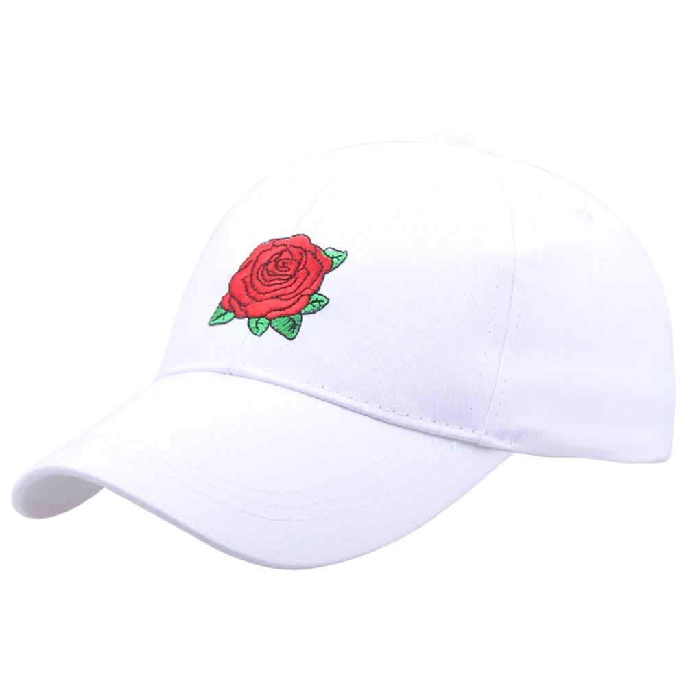 Hip-Hop Snapback Baseballkappe Unisex Schwarze Baumwolle Rosen-Stickerei Lässige Outdoor-Sonnenschutzkappe