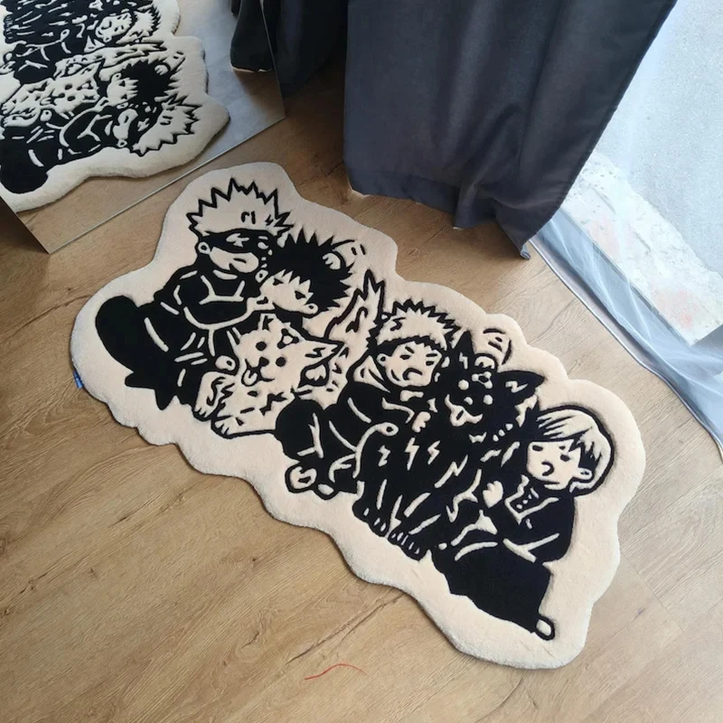 VIKAMA Schwarz-weißer Silhouette-Teppich, My Hero Academia, rutschfester, weicher Teppich für Gaming, Schlafzimmer, Heimdekoration Image