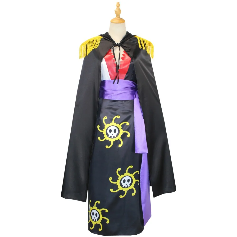 Anime Boa Hancock Cosplay mit Umhang Boa Kleid Kostüm Matrosenanzug Boa Hancock Cosplay Kostüm Benutzerdefinierte Größe Schwarzes Kleid Ohrringe Image