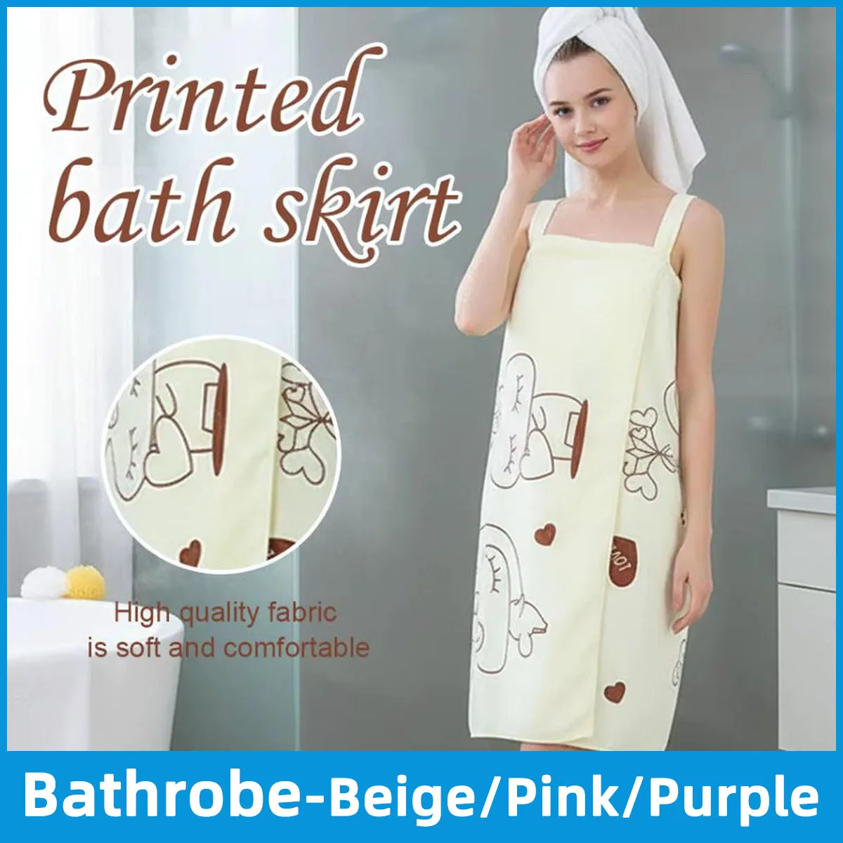 1 Stück tragbarer Bademantel, ärmelloser Bademantel, sehr saugfähig, weich und bequem, geeignet für Badezimmer, Schwimmbäder, Saunas usw Image