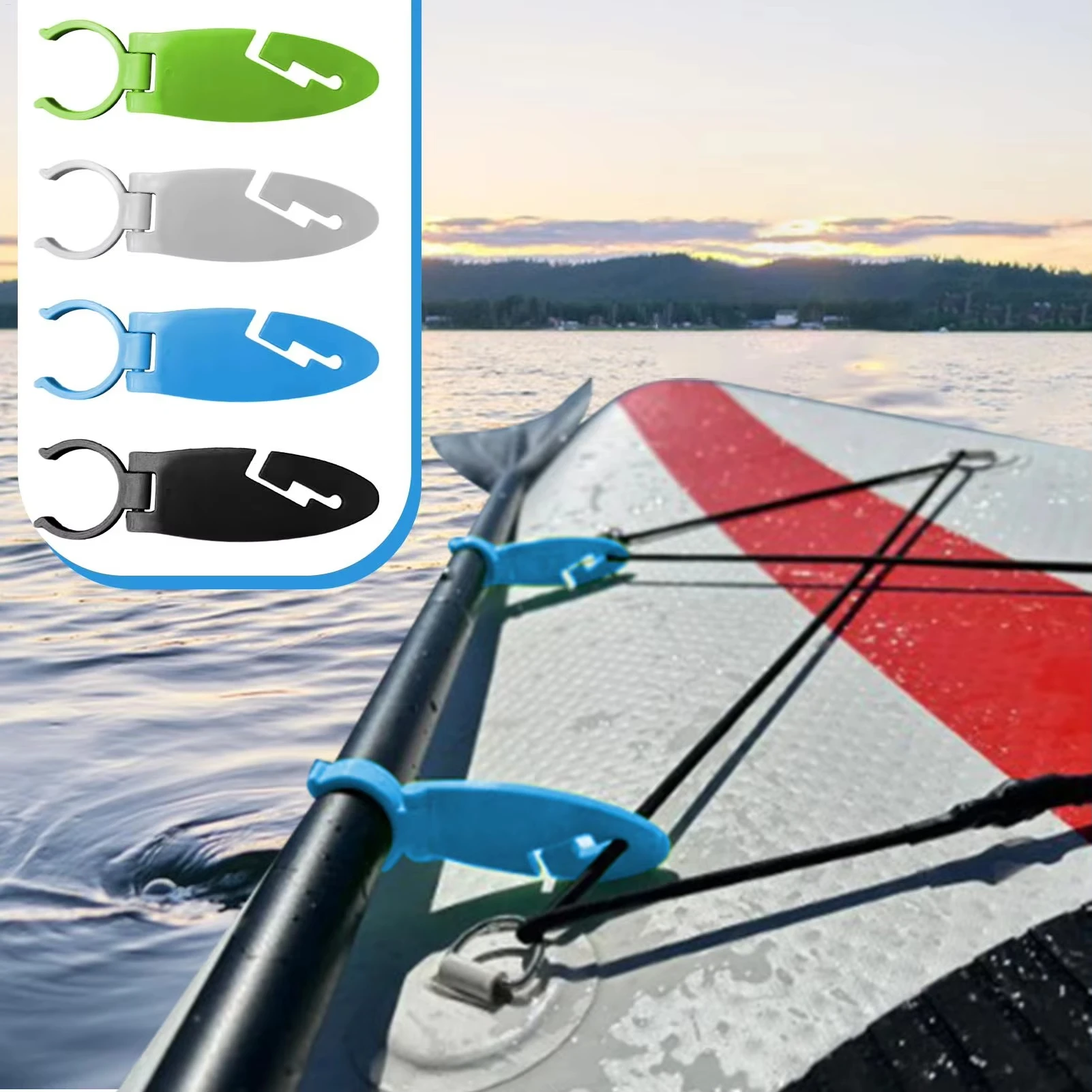2 Stück Stand-Up-Paddle-Board-Clips, doppelter Padel-Board-Halter, erweiterbare Befestigungsklemmen für Kajakfahren, Wassersport-Zubehör Image