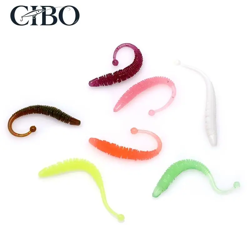 CIBO 30 Stück 6cm 0,6g Weicher Bionischer Wurmköder mit Kugelschwanz, Langsam Sinkender Kunstköder für Süß- und Salzwasser-Barsch Image