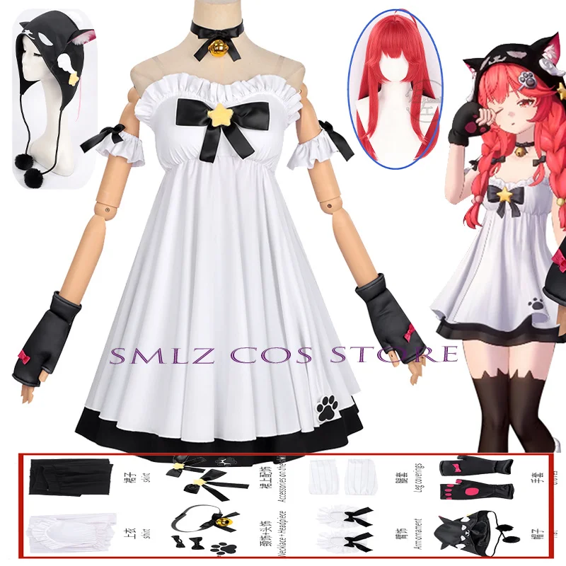 Tiger Nanally Cosplay Spiel NTE Kostüm Damen Weißes Langes Kleid Hut Requisite Perücke Set Halloween Party Outfit für Frauen Uniform Image