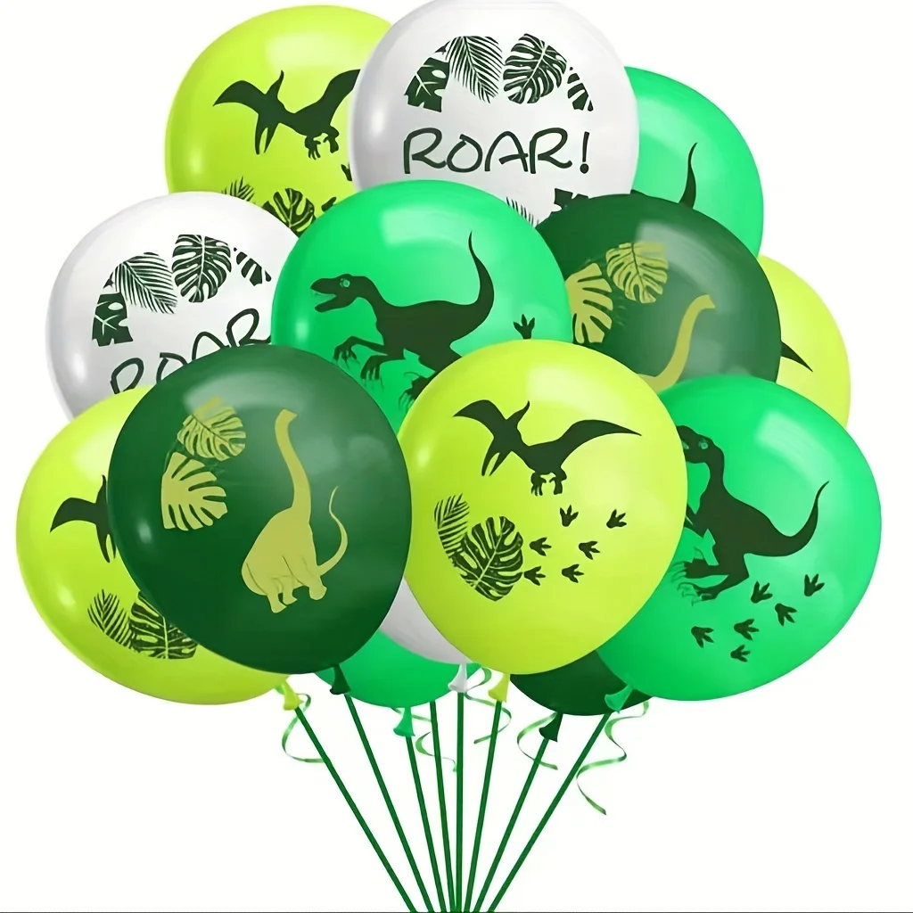 13-teiliges Dinosaurier-Ballon-Set, gemischte Dinosaurier-Design-Ballons, langlebige Partydekoration, Geburtstagsraumdekoration, Zubehör für Feiertage Image