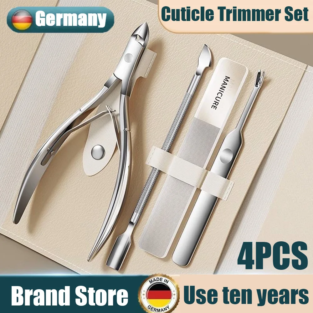 Professionelles deutsches Stahl-Maniküre-Set, Nagelhautzange-Set, Nagelknipser, Schere, 4-teilig Image